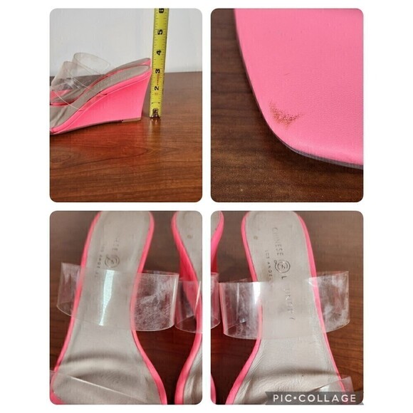CHINESE LAUNDRY TANN Pink Designer Strappy Wedge Sandals Size 6.5 *FLAWS* - Picture 10 of 16